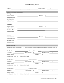 Estate Planning Profile - Comprehensive Wealth Management