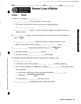 Note-taking Newton`s Laws of Motion