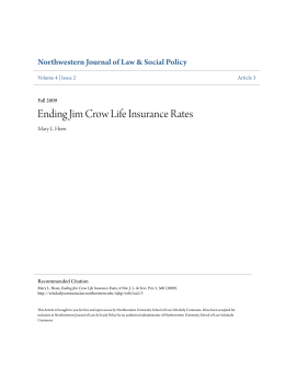 Ending Jim Crow Life Insurance Rates