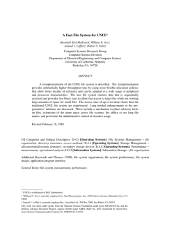 A Fast File System for UNIX - EECS at UC Berkeley