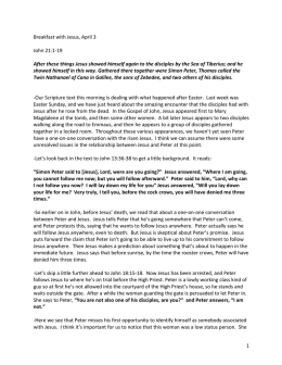 1 Breakfast with Jesus, April 3 John 21:1