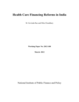 India - Health Care Financing Reforms in India