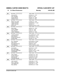 B C-4 Stock Endurance Monday 6:00:00 AM GENERAL CLINTON
