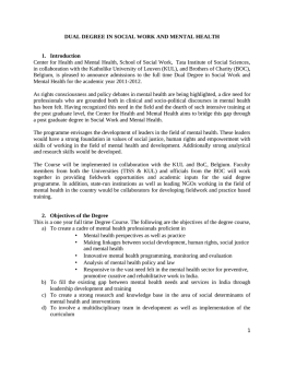 DUAL DEGREE IN SOCIAL WORK AND MENTAL HEALTH 1