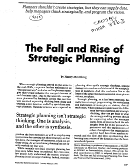 The Fall and Rise of Strategic Planning