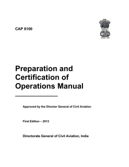 Preparation and Certification of Operations Manual