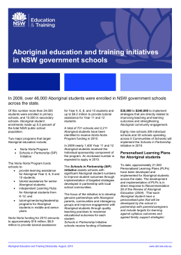 Aboriginal education and training initiatives in NSW government