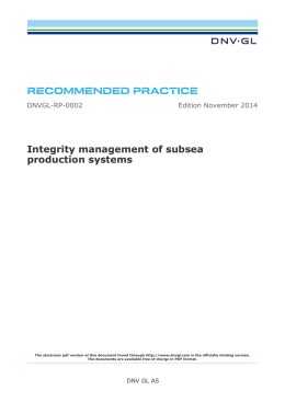 DNVGL-RP-0002 Integrity management of subsea production systems