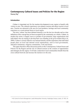 Contemporary Cultural Issues and Policies for the Region
