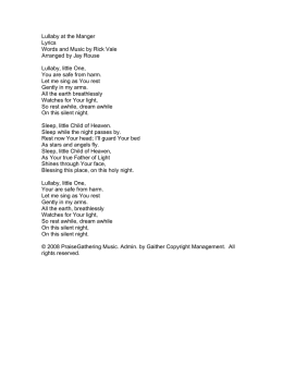 Lullaby at the Manger Lyrics Words and Music by Rick Vale