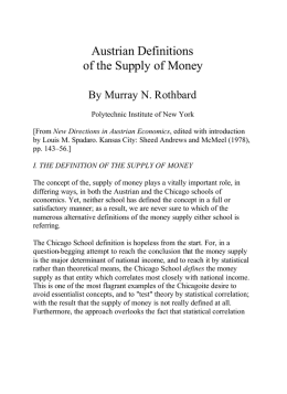 Austrian Definitions of the Supply of Money