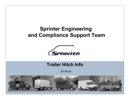 Sprinter Engineering and Compliance Support Team Trailer Hitch Info