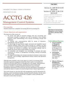 acctg 426 - Catalogue - University of Alberta
