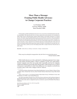 More Than a Message: Framing Public Health Advocacy to Change