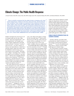 Climate Change: The Public Health Response