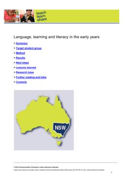 Language, learning and literacy in the early years