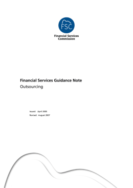 Financial Services Guidance Note Outsourcing