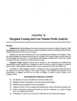 CHAPTER 26 Marginal Costing and Cost Volume Profit Analysis