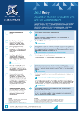 University of Melbourne - 2012 Entry Application checklist for