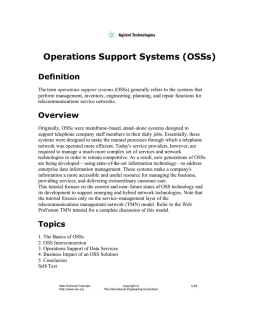 Operations Support Systems (OSSs)