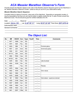 PDF of the official ACA Messier Marathon Observer`s Form available
