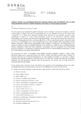 Clause 41 Consolidated Auditor`s Report for the quarter