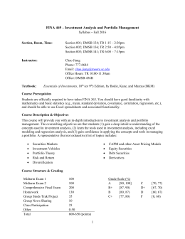 FINA 469 – Investment Analysis and Portfolio Management