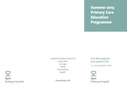 Summer 2013 Primary Care Education Programme