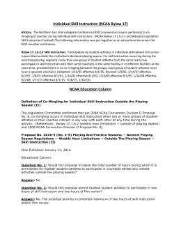 Individual Skill Instruction (NCAA Bylaw 17) NCAA Education Column