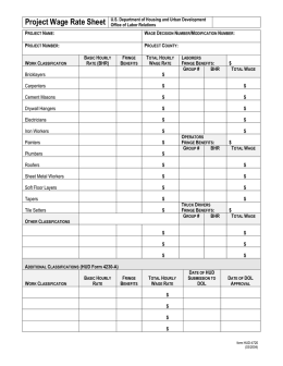 Project Wage Rate Sheet