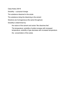 Class Notes 2/8/16 Solubility – a physical change The substance