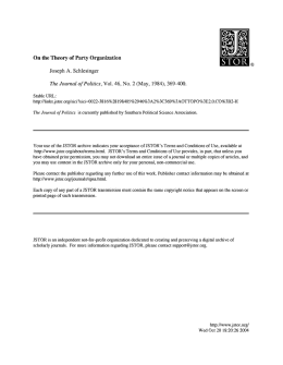 Page 1 On the Theory of Party Organization Joseph A. Schlesinger