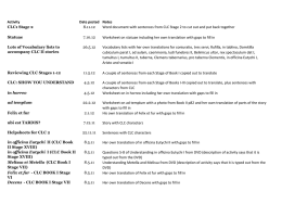 Activity Date posted Notes CLC1 Stage 2 8.11.12 Word document
