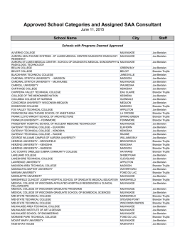 Approved School Categories and Assigned SAA Consultant