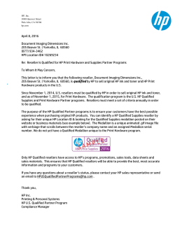 2016 Qualified Supplies Partner Letter