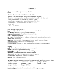 Chapter 9 ANGLES Polygons - a close figure made up of line