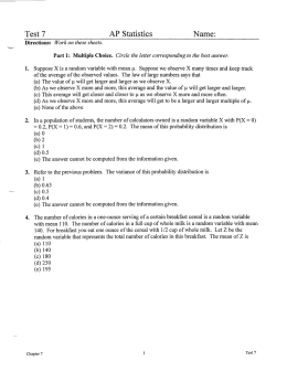 Test 7 AP Statistics Name: