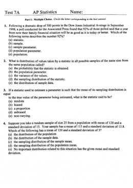 Test 7A AP Statistics Name
