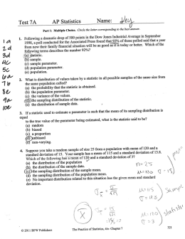 Page 1 Test 7A AP Statistics Name: 0. Part 1: Multiple Choice. Circle