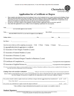 Application for a Certificate or Degree