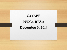 GaTAPP NWGa RESA December 3, 2014