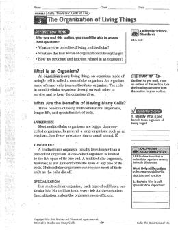 Organization of Living Things Interactive Reader