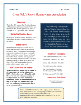 August 2014 - Cross Oak Ranch newsletter