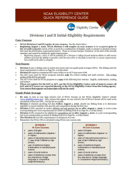 NCAA ELIGIBILITY CENTER QUICK REFERENCE GUIDE
