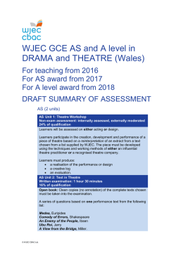 WJEC GCE Drama Summary pdf | GCE AS/A