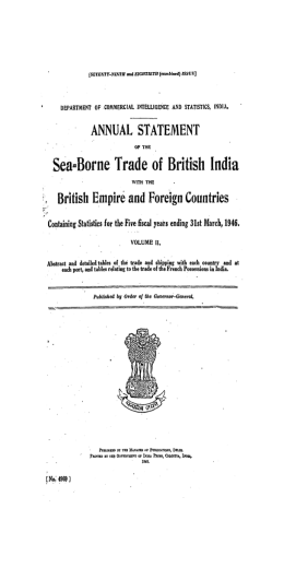 Sea=Borne Trade of British India