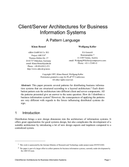 Client/Server Architectures for Business Information Systems