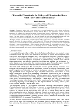Citizenship Education in the Colleges of Education in Ghana: what