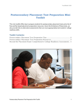 Postsecondary Placement Test Preparation Mini Toolkit