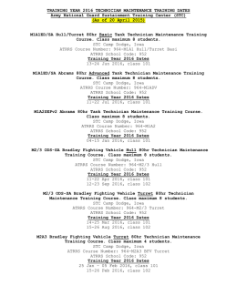 TY-16 Course Dates - Sustainment Training Center